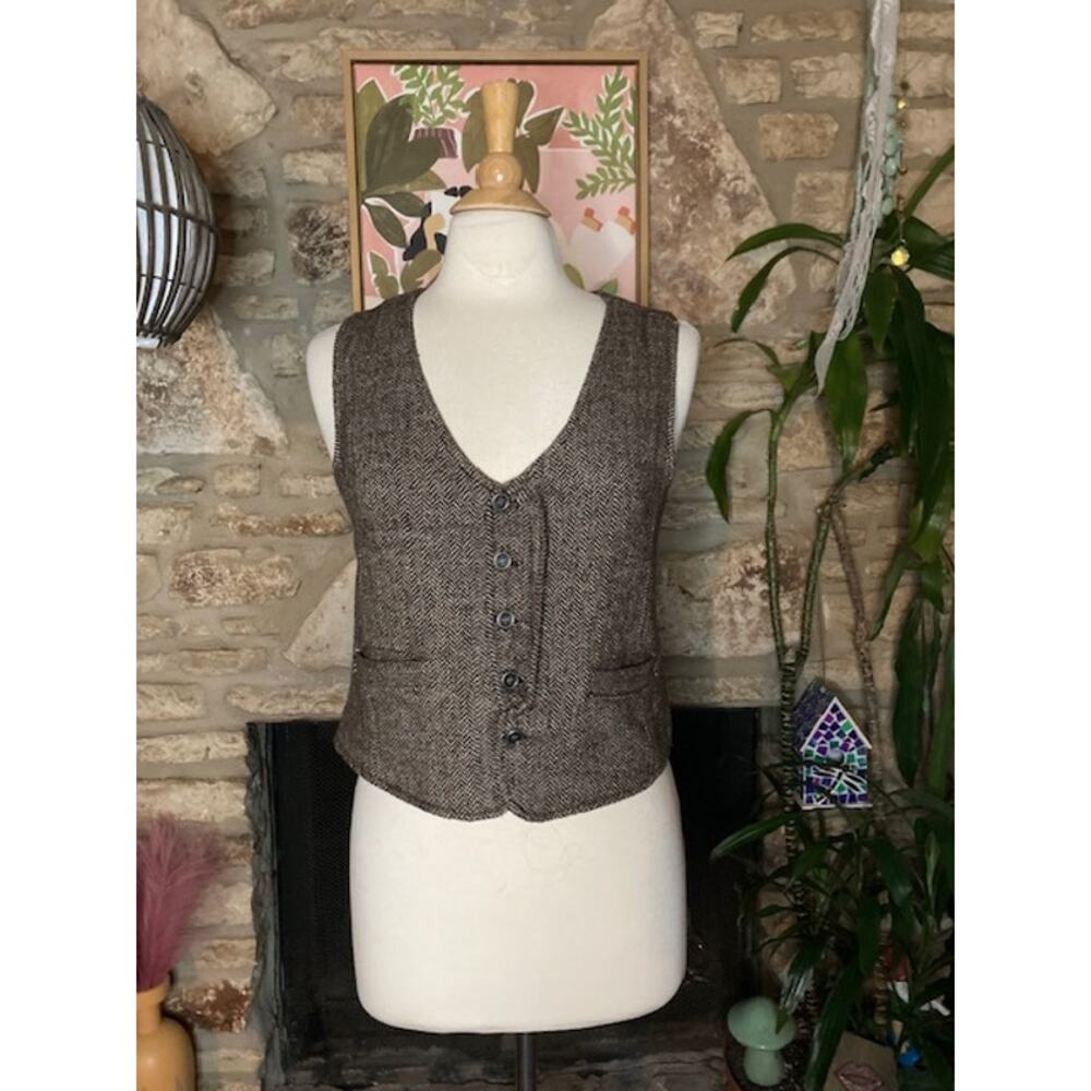 Women's Brown Tweed Vest
